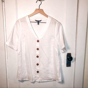 Long Tall Sally Linen Button Up Blouse